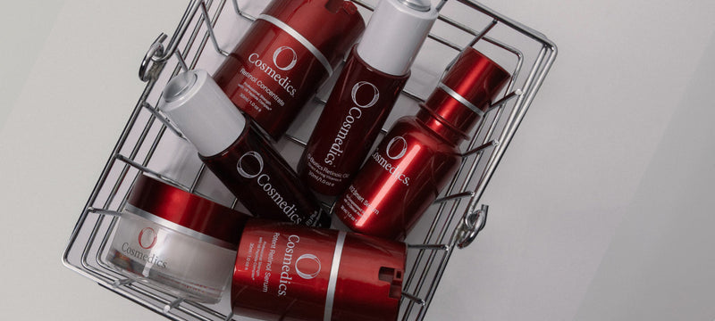 O Cosmedics skincare products representing active ingredients in an ABC skincare routine