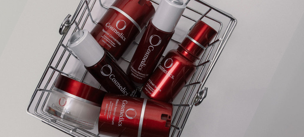 O Cosmedics skincare products representing active ingredients in an ABC skincare routine