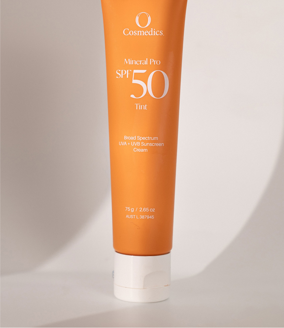 Product shot of O Cosmedics Mineral Pro SPF 50, which is a daily essential to repair the skin barrier.