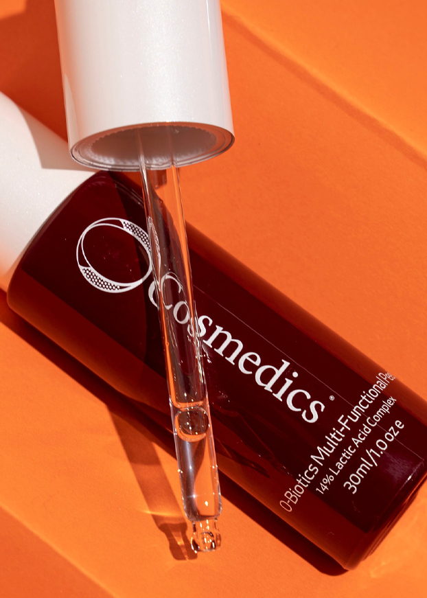 O Cosmedics Multi-Functional Peel in a flat lay. Multi-Functional Peel contains Poly Hydroxy Acids which helps the skin increase capacity to hold onto water to help repair skin barrier.